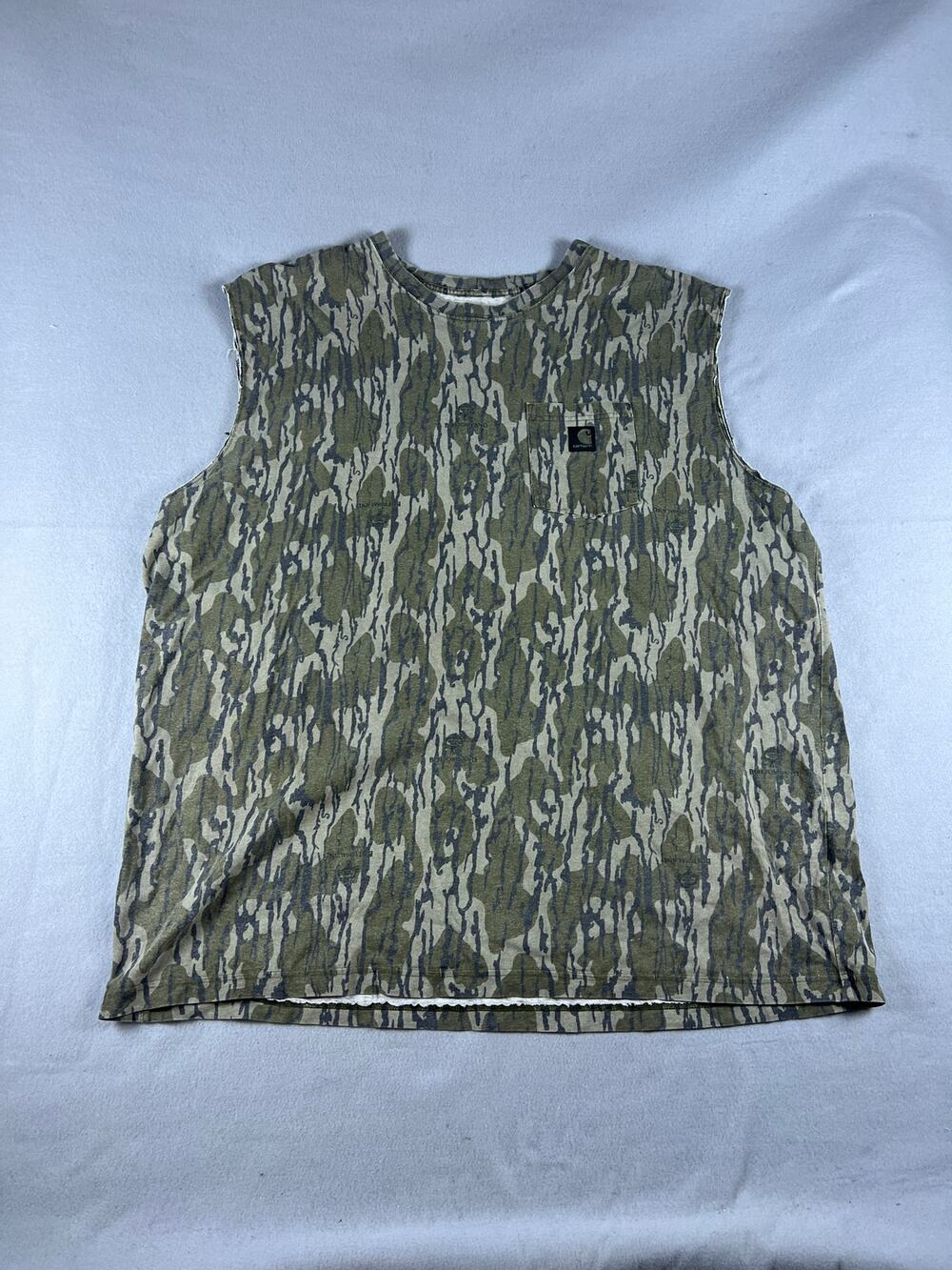Carhartt Tank Top Men 3XLT Green Loose Fit Mossy Oak Bottomland Camo Hunting Tee